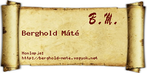 Berghold Máté névjegykártya